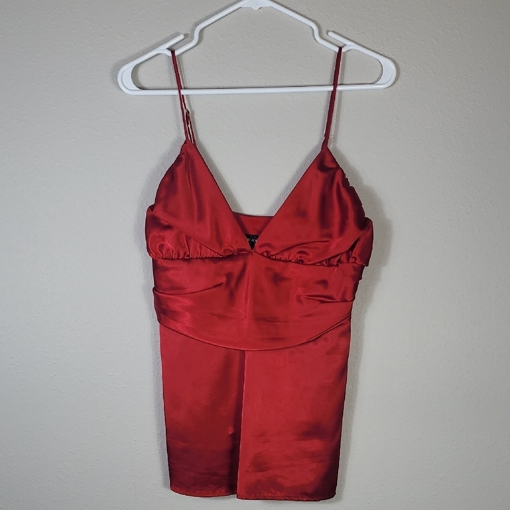 Y2K Rampage Satin Camisole Spaghetti Top Size S Red Babydoll Adjustable 90 Silky